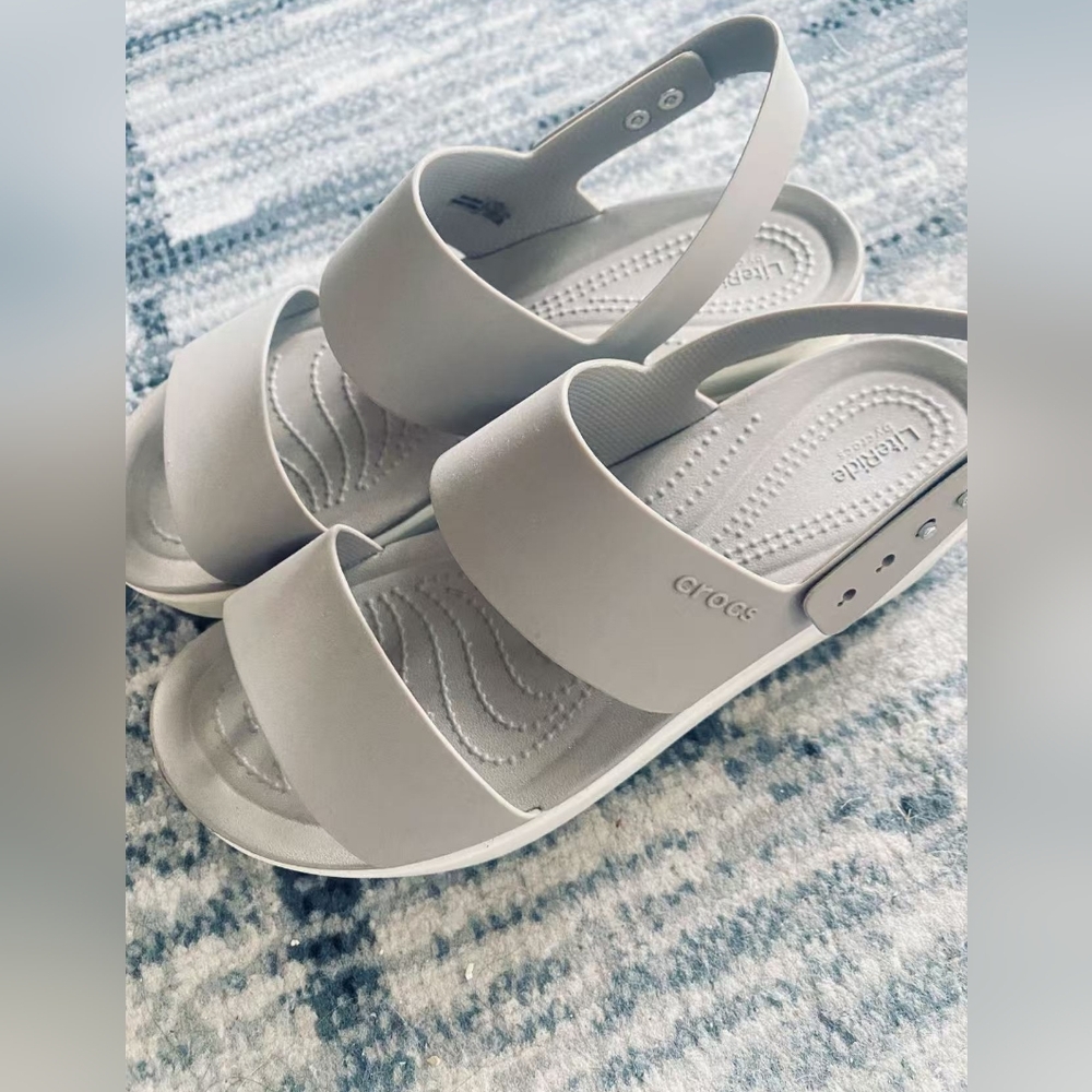 CROCS Women’s Dual-Strap Slingback Sandal in Light Gray - Picture 2 of 5